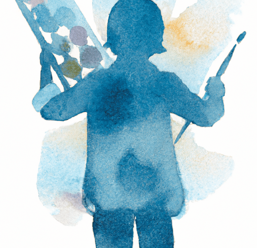 A watercolour painting of a child's silhouette painting created by Dall-e